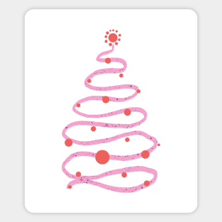 Pink swirly Christmas tree Magnet